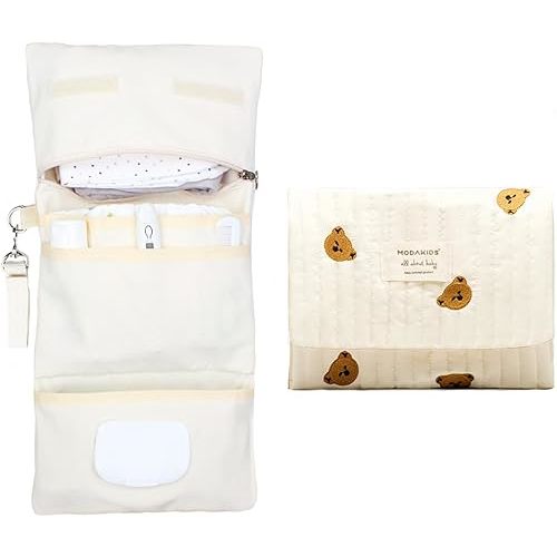 Baby Bag Organizer, Waterproof Mini Diaper Bag, Foldable Mom and Baby Travel Set, Diaper Bag Organizer, with Gift for Baby Shower (Bear)