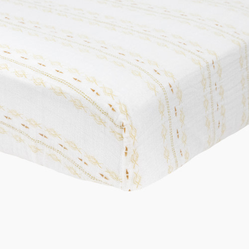 Little Unicorn Cotton Muslin Crib Sheet - Stone Stripe