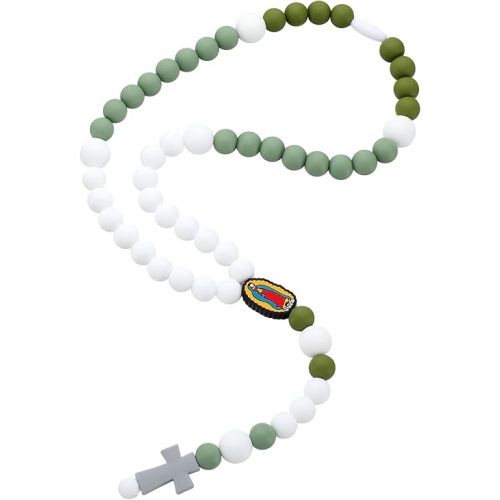 Kigeli Cross Baptism Silicone Rosary God Bless First Rosary Catholic Cross Necklace Baby Shower Baptism Party Supply for Baby Shower Christian Communion Gifts