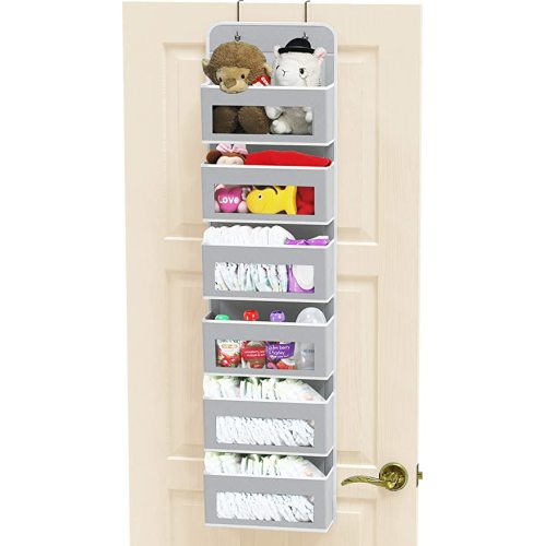 Simple Houseware Over Door/Wall Mount 6 Clear Window Pocket Organizer, Gray - Grey - 1 Count (Pack of 1)