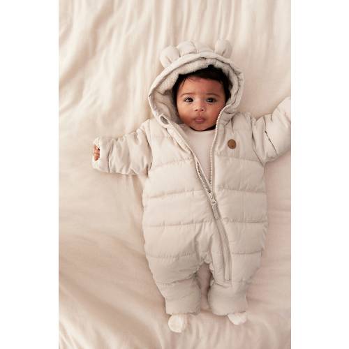 PILE-LINED SNOWSUIT | Color: Light Taupe | Size: 3M