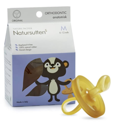 Natursutten Pacifiers 6-12 Months - 1-Pack Original Shield Orthodontic Nipple Natural Rubber Safe & Soft BPA-Free Pacifiers for Breastfeeding Babies - Newborn Pacifiers Made in Italy