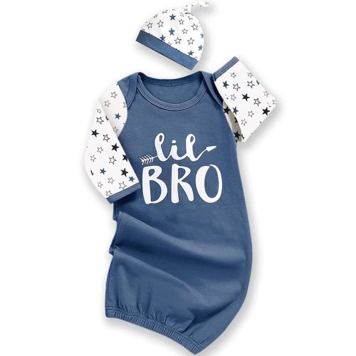 AMAWMW Newborn Baby Girl Little Sister Sleeper Gown Stripe Long Sleeve Nightgown Pajamas Gifts Stuff Essential Outfit