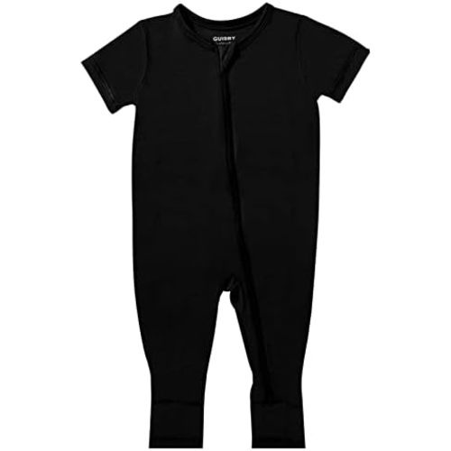 GUISBY Rayon Made from Bamboo Baby Pajamas, Summer Short Sleeve Footless Rompers, 2 Way Zipper Sleeper