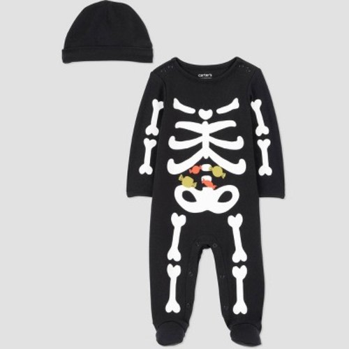 Carter's Just One You® Baby 2pc Halloween Skeleton Sleep N' Play with Hat - Black Newborn