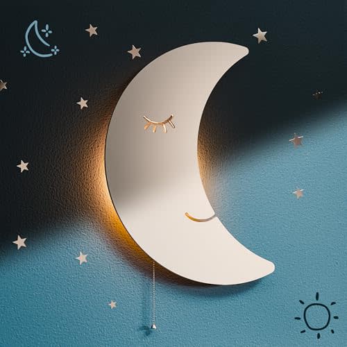 Moon Light - Floating Moon Wall Lamp For Nursery | Cute Floating Moon Lamp For Kids Bedroom | Battery-operated Hanging Moon Night Lights | Cordless Moon Lights For Bedroom | Moon Lamp For Baby Nursery