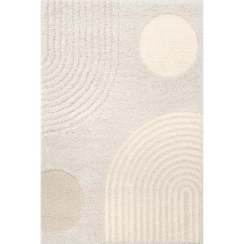 Gloria Abstract Shag Beige 4 ft. x 6 ft. Area Rug