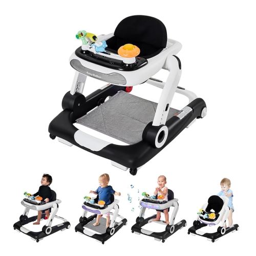 Music and Lights Baby Walker with Wheels,5-in-1 Baby Activity Center with Removable Toys and Music Bouncer,Adjustable Height Baby Walkers for Boys Girls Babies 6-18 Months