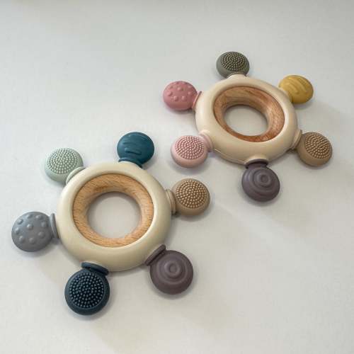 Wheel Textured Baby Teething Rattle Pink | Wild & Whimsy