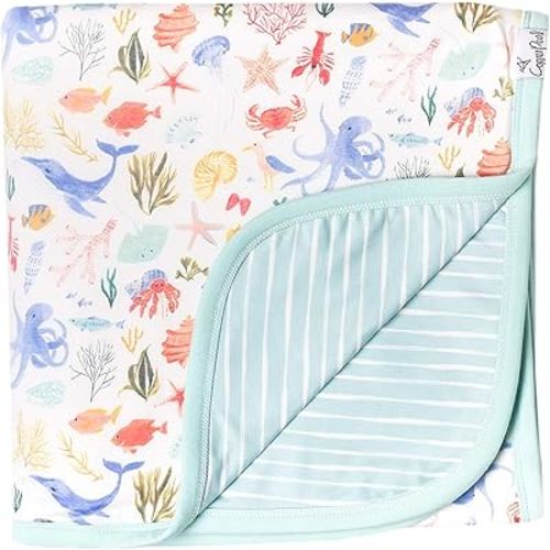 Large Premium Knit Baby 3 Layer Stretchy Quilt Blanket"Nautical" by Copper Pearl