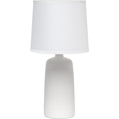 Simple Designs LT2085-OFF Textured Linear Pottery Ceramic Table Lamp, Off White