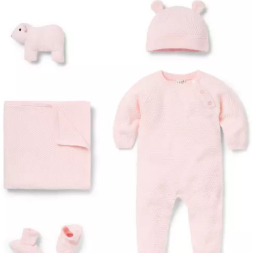 Baby Pearl Pink Baby Bundle of Love Textured Knit Gift Set by Janie and Jack