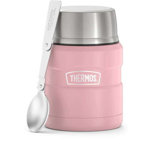 Thermos Stainless King Vacuum Insulated Food Jar with Folding Spoon, Matte Rose, 16oz