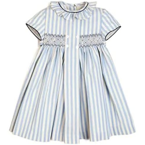 Baby Girls Long Sleeve Smocking Clothing Toddler Fall Floral Smocked Dress Vintage Dresses for Christmas Birthday Holiday