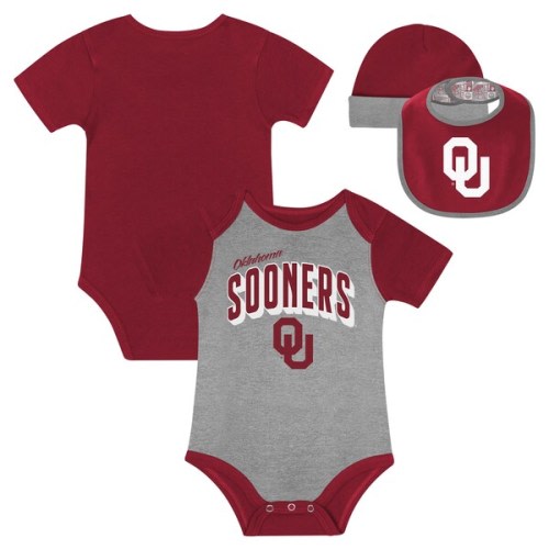 Oklahoma Sooners  Newborn & Infant Dynamic Duo Bodysuit, Bib & Cuffed Knit Hat Set