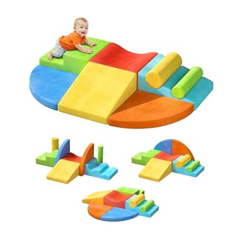 Twinkoo Extra Large 8-Piece Soft Climbing Toys for Toddlers, Foam Climbing Block Set with Jumbo Size, Boosts Motor Skills & Color Coordination, Safe Indoor Toy for Child Development