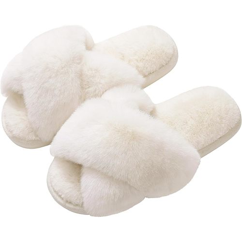 Evshine Memory Foam Fuzzy House Slippers for Women