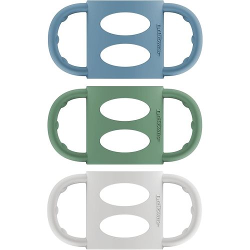 Dr. Brown’s Milestones 100% Silicone Baby Bottle Handles, Narrow, Blue, Green, Gray, 3 Pack, 4m+
