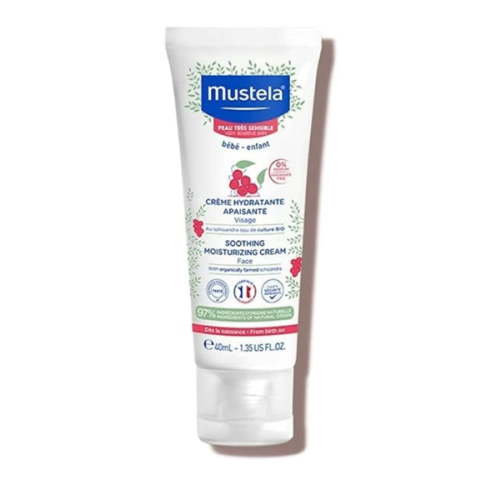 Mustela Baby Soothing Moisturizing Cream - Face Moisturizer for Very Sensitive Skin - with Natural Avocado & Schizandra Berry - Fragrance-Free - 1.35 fl. oz.