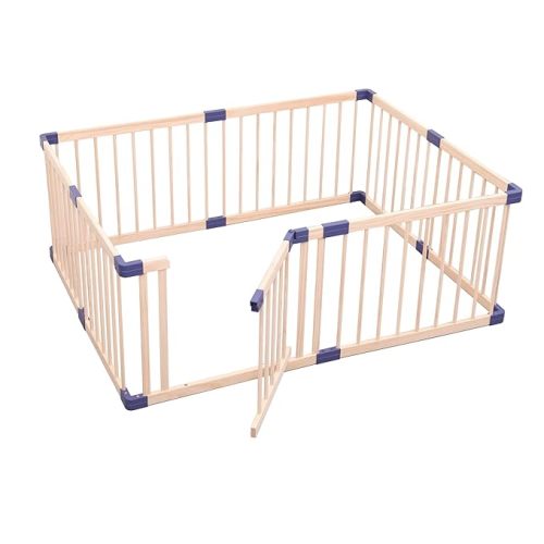 Baby Playpen,Wood Fence,Safe Zone Indoor & Outdoor, Baby Play Yards Gym Area,Baby Day Care Play Pin,Playard w/Locking Gate for Babies and Toddlers(Natural Wood, 59.05"x 70.86"),without Mat - 59.05x70.86 Inch (Pack of 1)