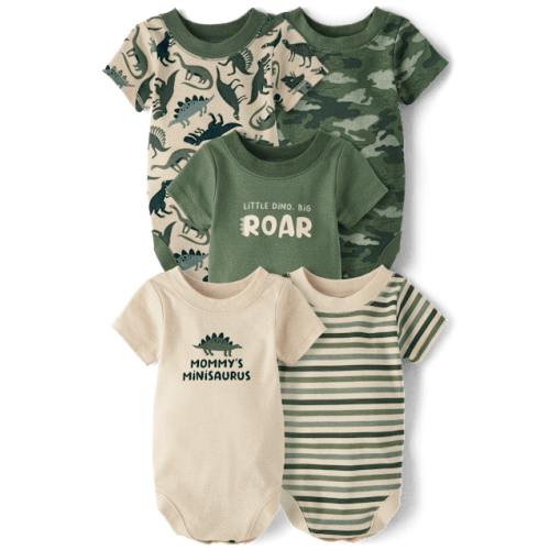 Baby Boys Dino Bodysuit 5-Pack - Green