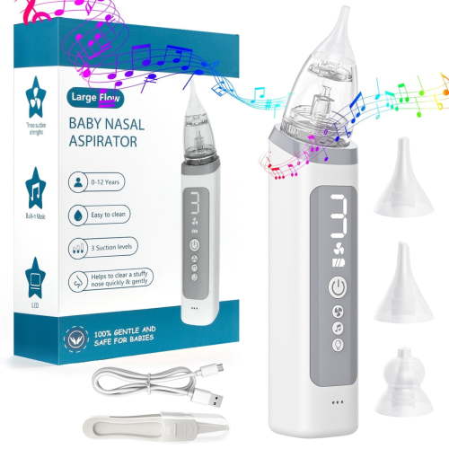 Cshidworld Baby Nasal Aspirator, Electric Silicone Nose Cleaner, 5-Level Suction, Waterproof, Music and Lights