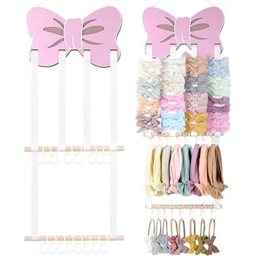 POVETIRE Headband Holder - Bow Hair Accessories Organizer, Storage Wall Hanging Display for Nursery, Toddler Girls Room