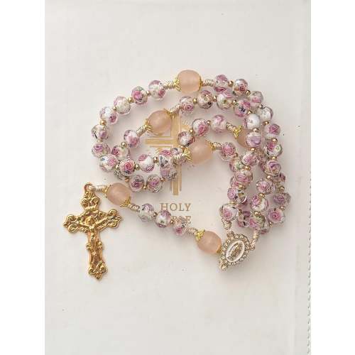 Roses of Tepeyac Rosary | Our Lady of Guadalupe Sparkly Rose Pink Rosary | Handmade Catholic Rosary| Gold Crucifix | Catholic Gift for women