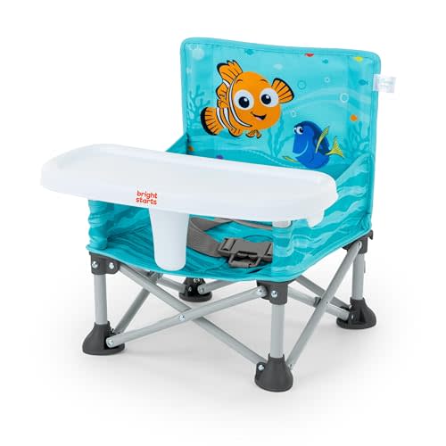 Bright Starts Disney Finding Nemo Pop 'N Sit Portable Booster, Indoor/Outdoor Use, Floor Seat with Feeding Tray, 6 Mos - 3 Yrs