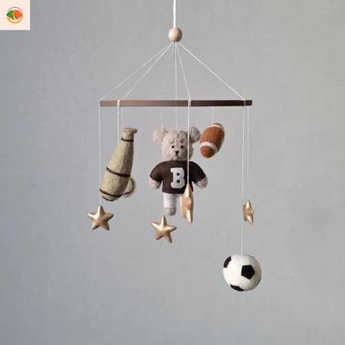 Vintage Sports Nursery Mobile | Teddy Bear Mobile | Soccer Bear Mobile | Sports Nursery Decor