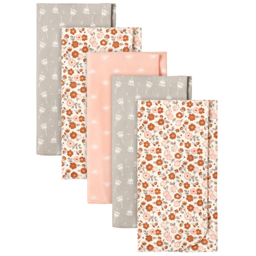 Modern Moments by Gerber Baby & Toddler Girl Flannel Blankets, 5-Pack, Ivory Floral