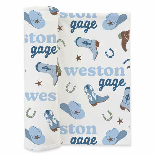 Boot Scootin' Personalized Swaddle Blanket