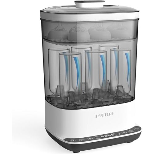 Baby Bottle Sterilizer | Esterilizador de Biberones, 6-in-1 HAUTURE Bottle Sterilizer and Dryer, Electric Steam Bottle Sanitizer for Baby Stuffs, Baby Bottles & Breast Pump Accessories,Black