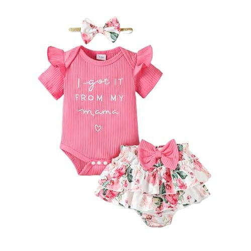 Mioglrie Newborn Infant Baby Girl Clothes Romper Shorts Set Floral Summer Outfits Cute Baby Clothes Girl