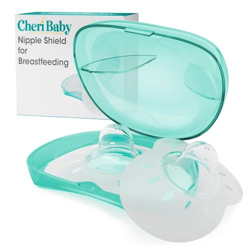 Amazon.com : CheriBaby Nipple Shield, Contact Nipple Shield for Breastfeeding with Difficulty Sucking or Flat or Inverted Nipples, 1 Pair with Carrying Case, 100% Food Grade Silicone, BPA/BPS Free, 24mm : Baby