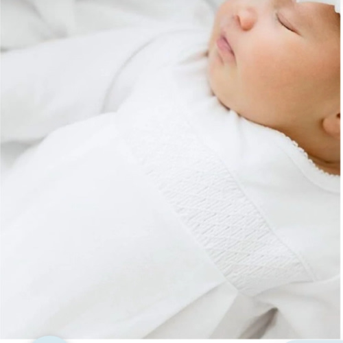 Essentials Smocked White Footie with White Trim