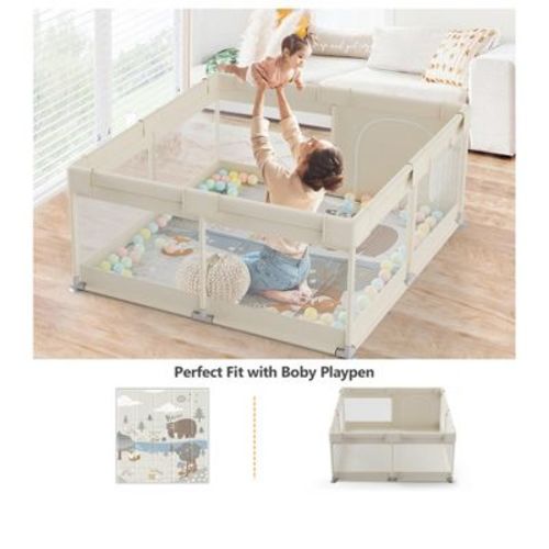 Fodoss Baby Playpen with Mat ，47 x 47 In Playpen for Babies and Toddlers, Indoor & Outdoor Activity Center, Safety Baby Fence