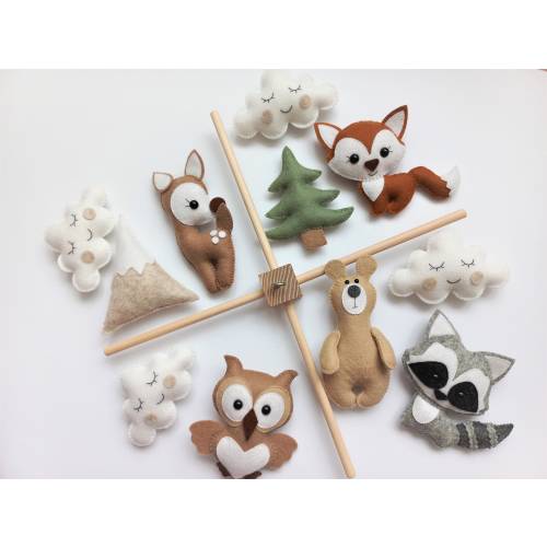 Baby Mobile "Forest Animals". Baby mobile, Baby shower gift, New baby gift, Felt animals toy, baby mobile woodland, forest mobile