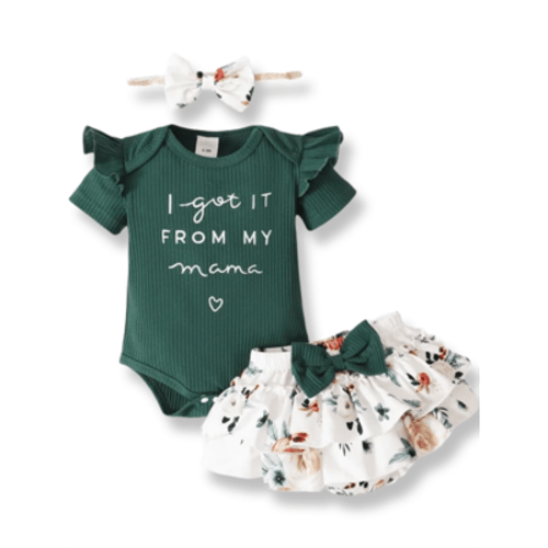 PatPat 3pcs Newborn Outfit 0-18 Month, Baby Girl Cotton Romper, Floral Shorts & Headband
