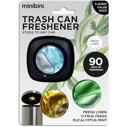 Minibini Trash Can Deodorizer and Odor Eliminator, Garbage Can Air Freshener and Odor Control Up to 90 Days, Device Plus Refill