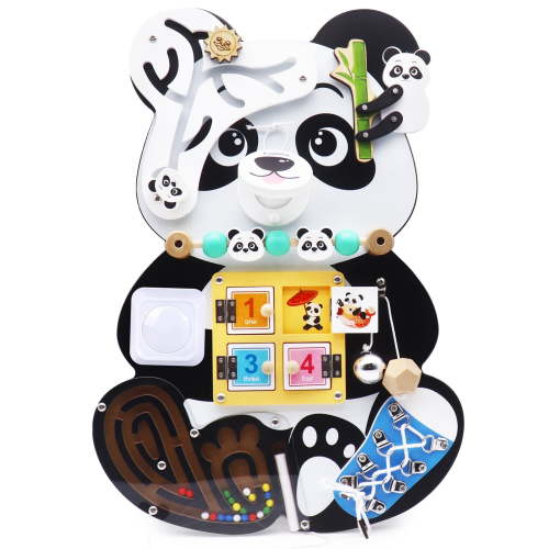 Wooden Busy Board for Toddlers, Montessori Sensory Toy Activity Board Educational Learning Fine Motor Skills Toy Gift, Toddler Travel Sensory Toy for Christmas Birthday Gift