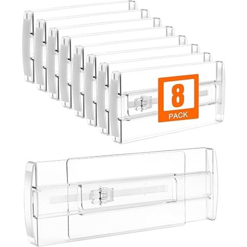 8 Pack 4" High Drawer Dividers for Clothes, 10"-17" Expandable Drawer Dividers Adjustable Drawer Separators, Clear Dresser Drawer Organizer for Clothes, Underwear, Cosmetic, Kitchen Utensils Storage