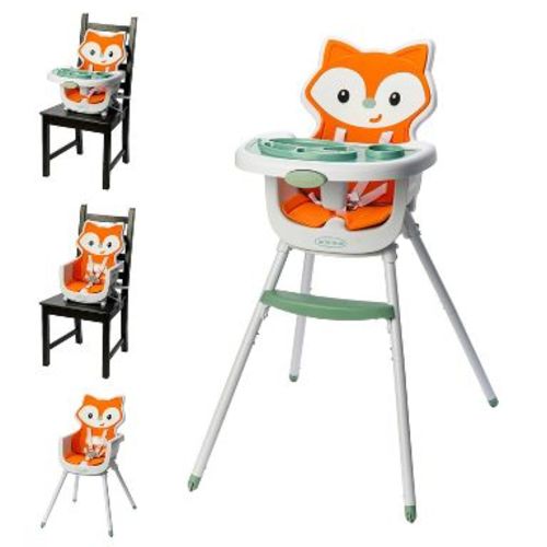 Infantino Grow-With-Me 4-in-1 Convertible High Chair - Fox: Safety Belt, Animal Icon Pattern, 1 Tray