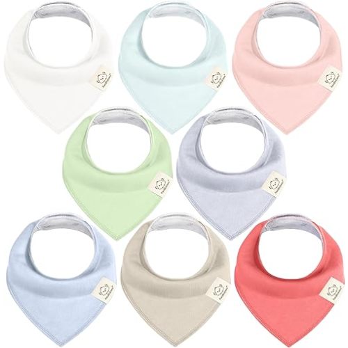 8-Pack Organic Baby Bandana Drool Bibs for Girls - Super Absorbent Baby Bibs for Baby Girls, Baby Boys, Soft Cotton Bandana Bibs, Baby Drool Bib, Teething Bibs for Infant, Toddler, Bib Girl (Spring)