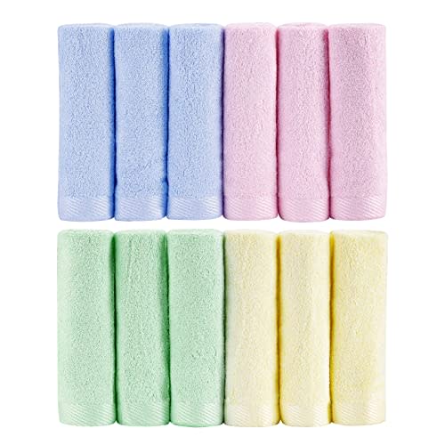 MUKIN Baby Washcloths, Extra Soft Absorbent for Newborn/Infant/Kids/Adults - 12 Pack Ultra Soft for Baby Registry as Shower,12x12inch
