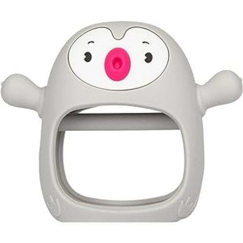 Penguin Soothing Baby Teething Toy, Teething Toys for Babies 0-6 Months, Baby Toys 0-3 Months, Newborn Toys, Baby Teether, Baby Must Haves, Durable and Non-droppable (Light Grey)