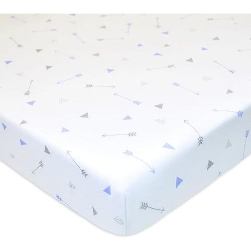 American Baby Company 100% Natural Cotton Fitted Crib Sheet 52" x 28" - Soft, Breathable, Hypoallergenic & Gentle Toddler Bed Sheet, Silver Blue Arrow, Neutral for Boys & Girls