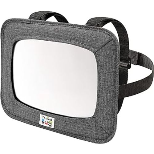 Travel Bug Soft Sided Rear & Forward Facing Safety Mirror for Baby & Toddler - Shatter Resistant - Jumbo Baby Car Mirror