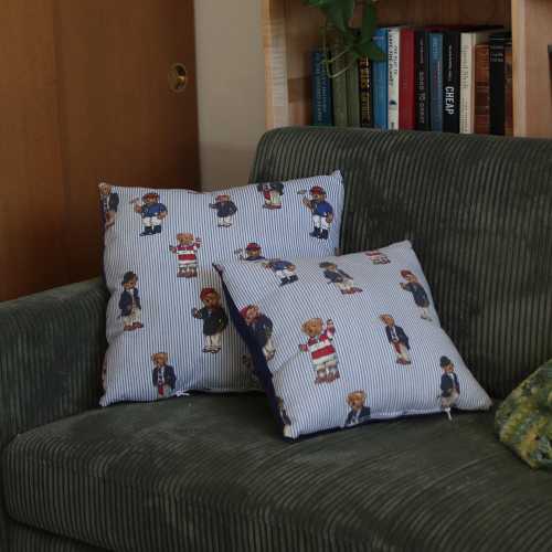 Upcycled Ralph Lauren Polo Bear Baby Throw Pillow Vintage