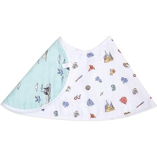 aden + anais Burpy Bib; 100% Cotton Muslin; Soft Absorbent 4 Layers; Multi-Use Burp Cloth and Bib; 22.5" X 11", Hogwarts Essentials